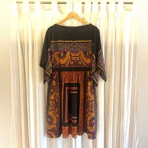 Boho Black Multicolor Printed Midi Dress